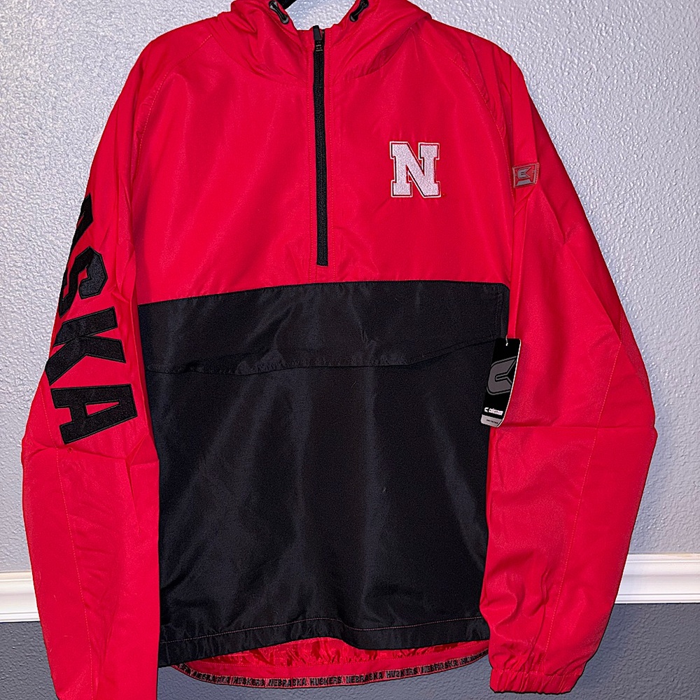 Nebraska NWT Large Hooded Windbreaker
